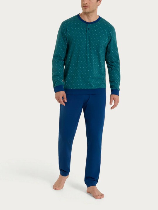 Pigiama a serafino con micro rombi in Jersey di Cotone UA23N1 RAGNO FANT. BAYBERRY