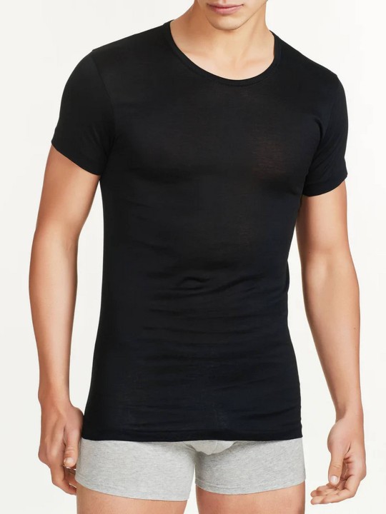 MAGLIA SILKOTTON MEZZA MANICA GIROCOLLO RAGNO 601697 NERO