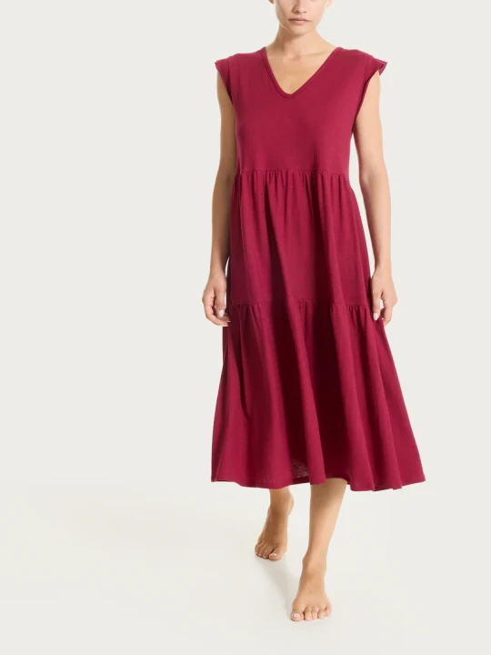 ABITO DONNA CON MANICHINA DQ58D3 BEET RED