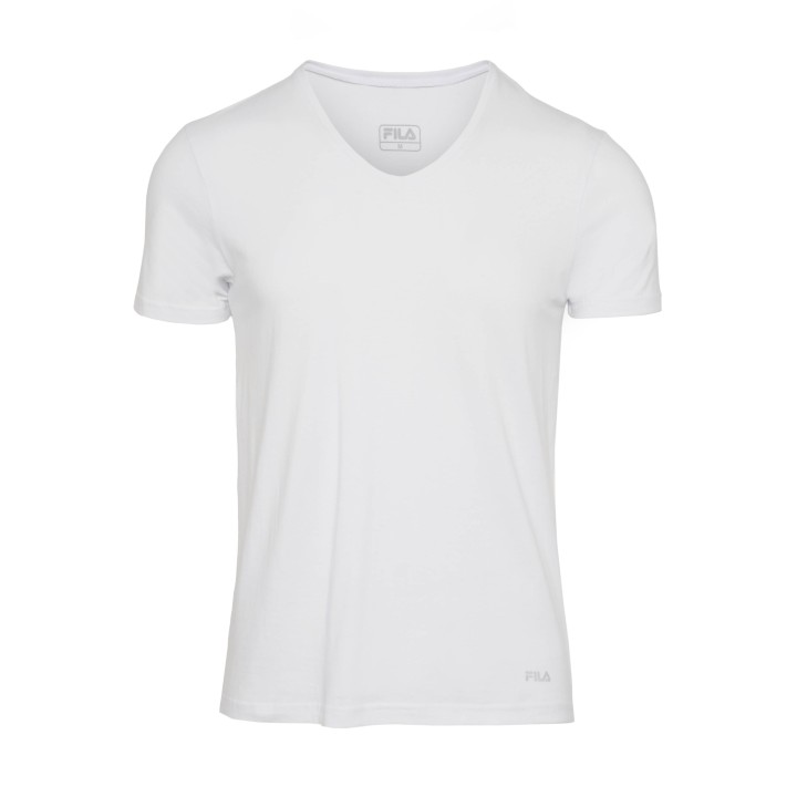 T-SHIRT MANICA CORTA SCOLLO V FILA FU5001 BIANCO
