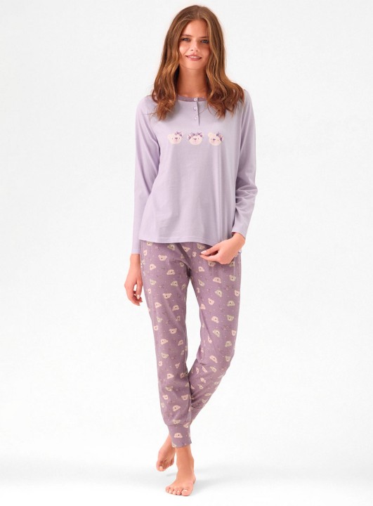 PIGIAMA DONNA COTONE Manica lunga serafino HNY654032 infiore MALVACHIARA