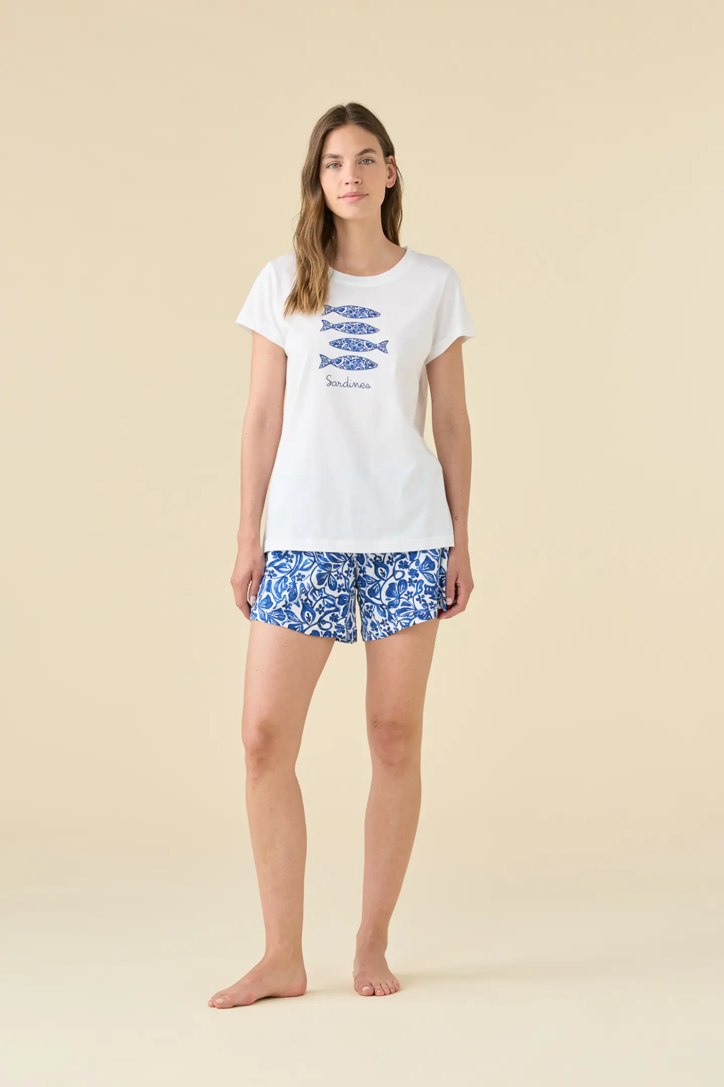 PIGIAMA DONNA COTONE MEZZA MANICA FA009583 NATURAL