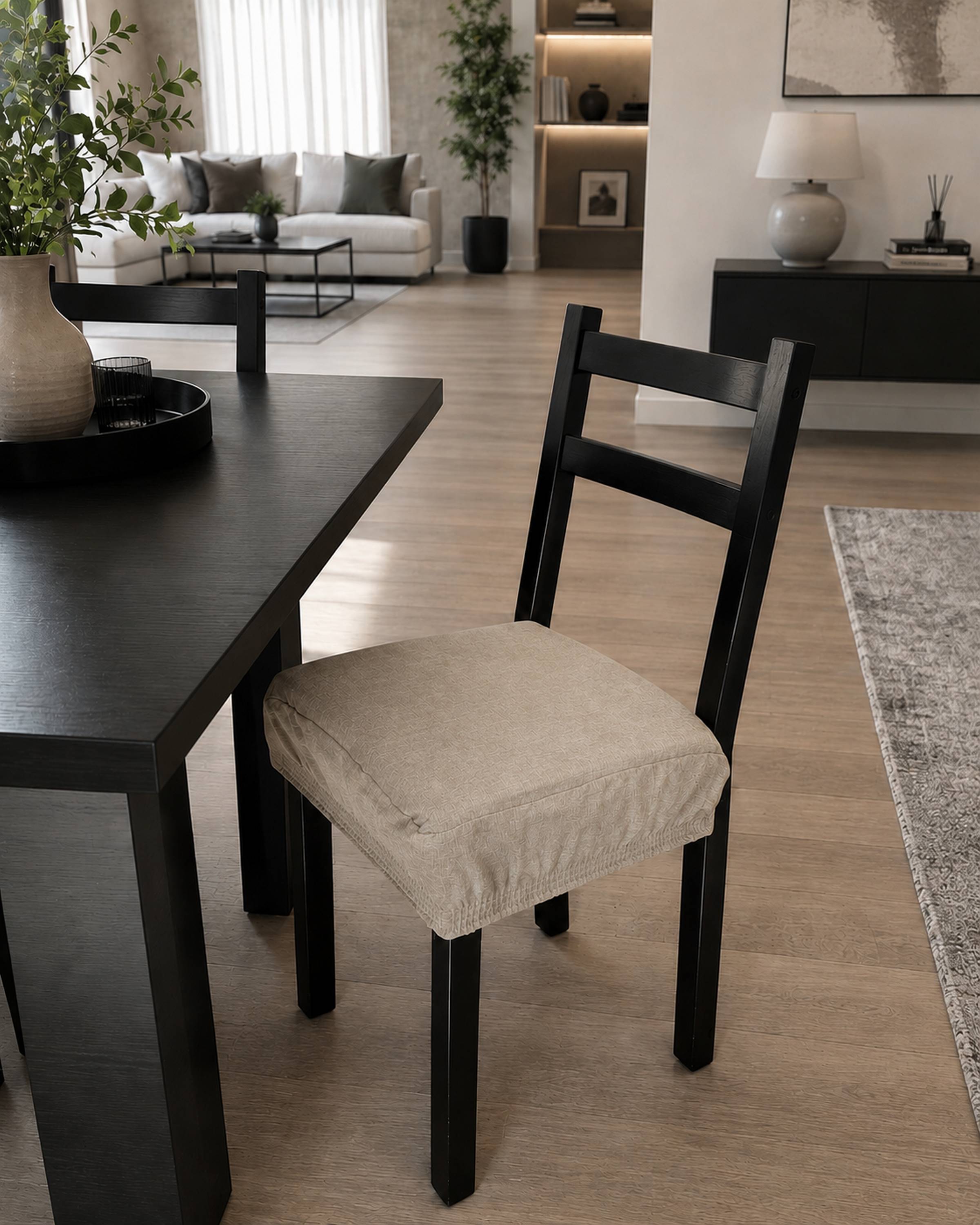 NEW EDGAR SET 2 CUSCINI PER SEDIE QUADRATI CON ELASTICO BEIGE