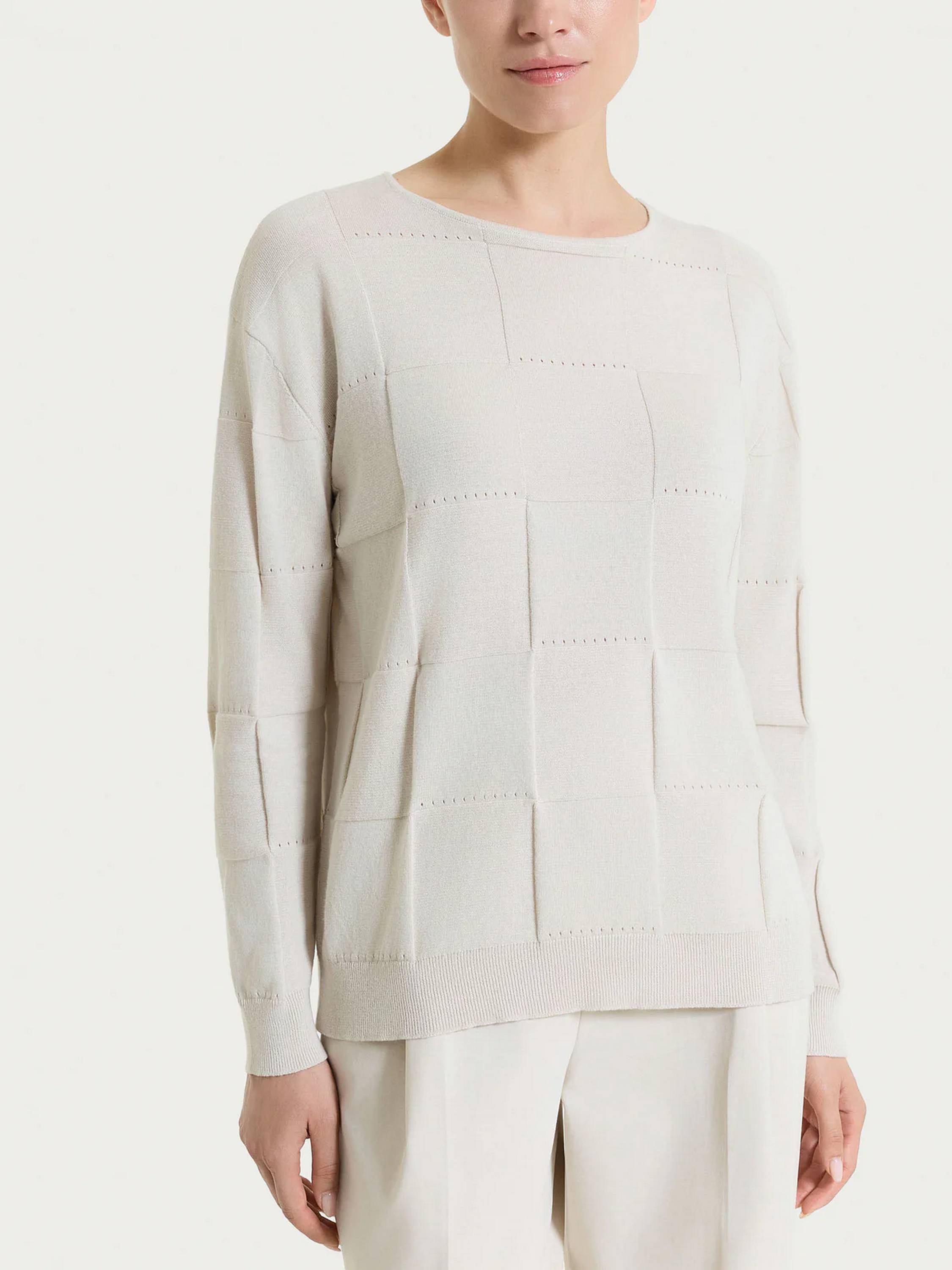 Maglia a manica lunga con fantasia check in Puro Cotone DS08M9 RAGNO CHAMPIGNON