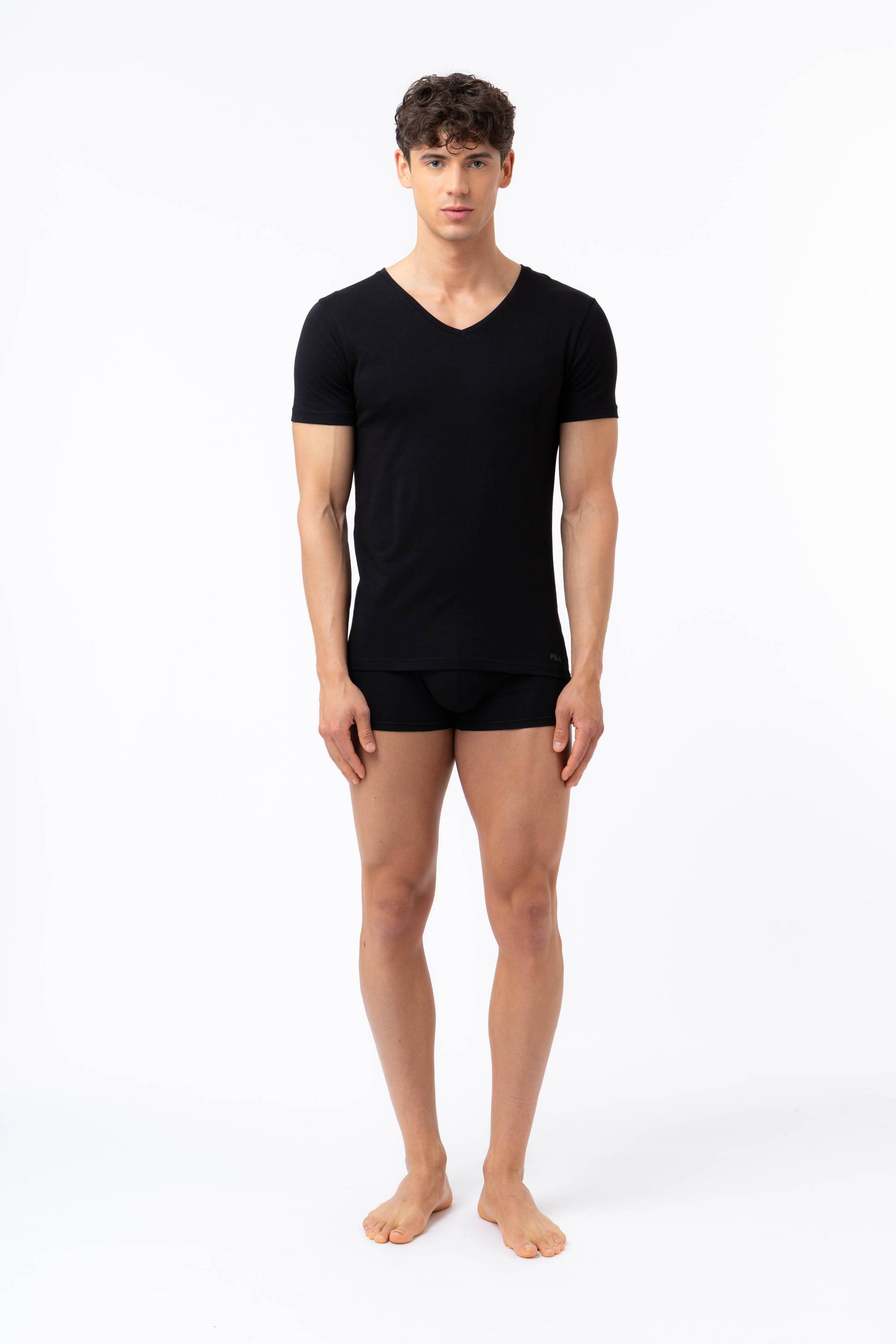 T-SHIRT MANICA CORTA SCOLLO V FILA FU5001 NERO