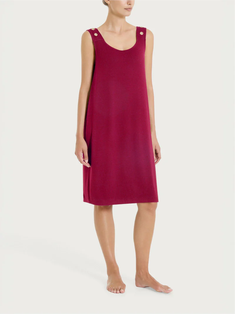 Abito Smanicato con occhielli in Viscosa Summer DT02D2 BEET RED