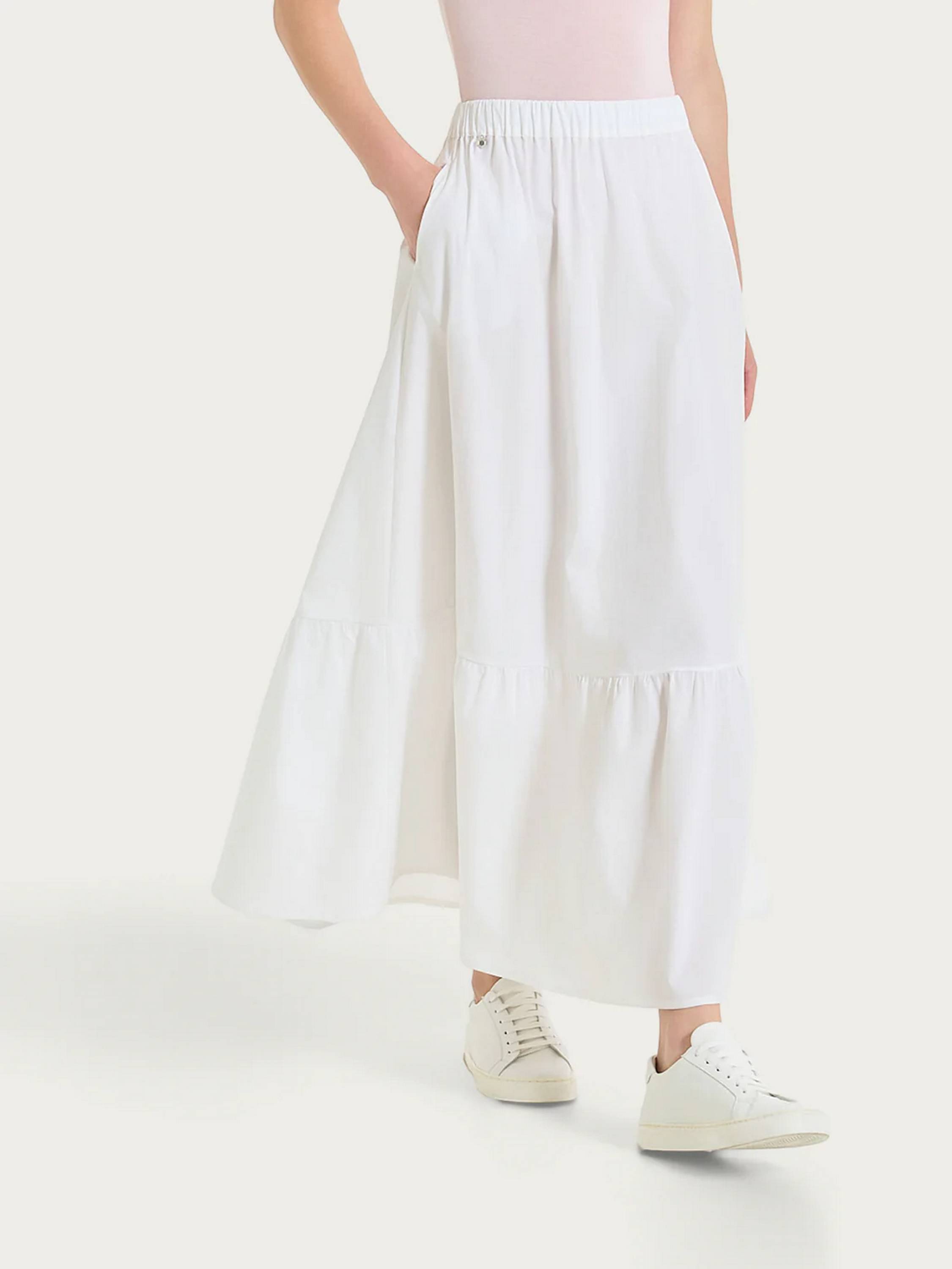 Gonna lunga a balze in Popline di Cotone DS52UG RAGNO BIANCO
