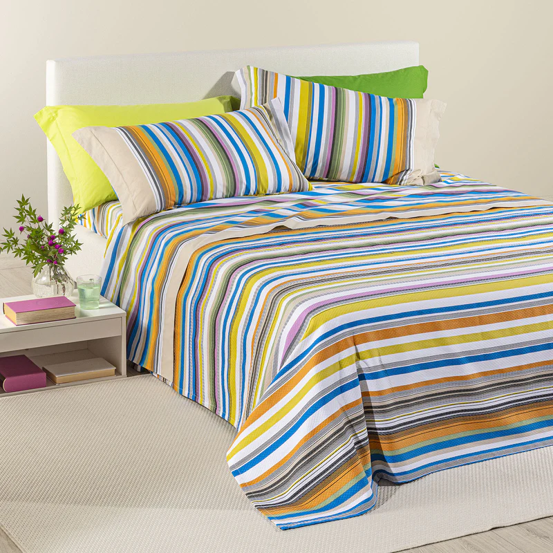 Copriletto Non Trapuntato In Cotone Piquet Bristol Piazza e Mezza Caleffi MULTICOLOR
