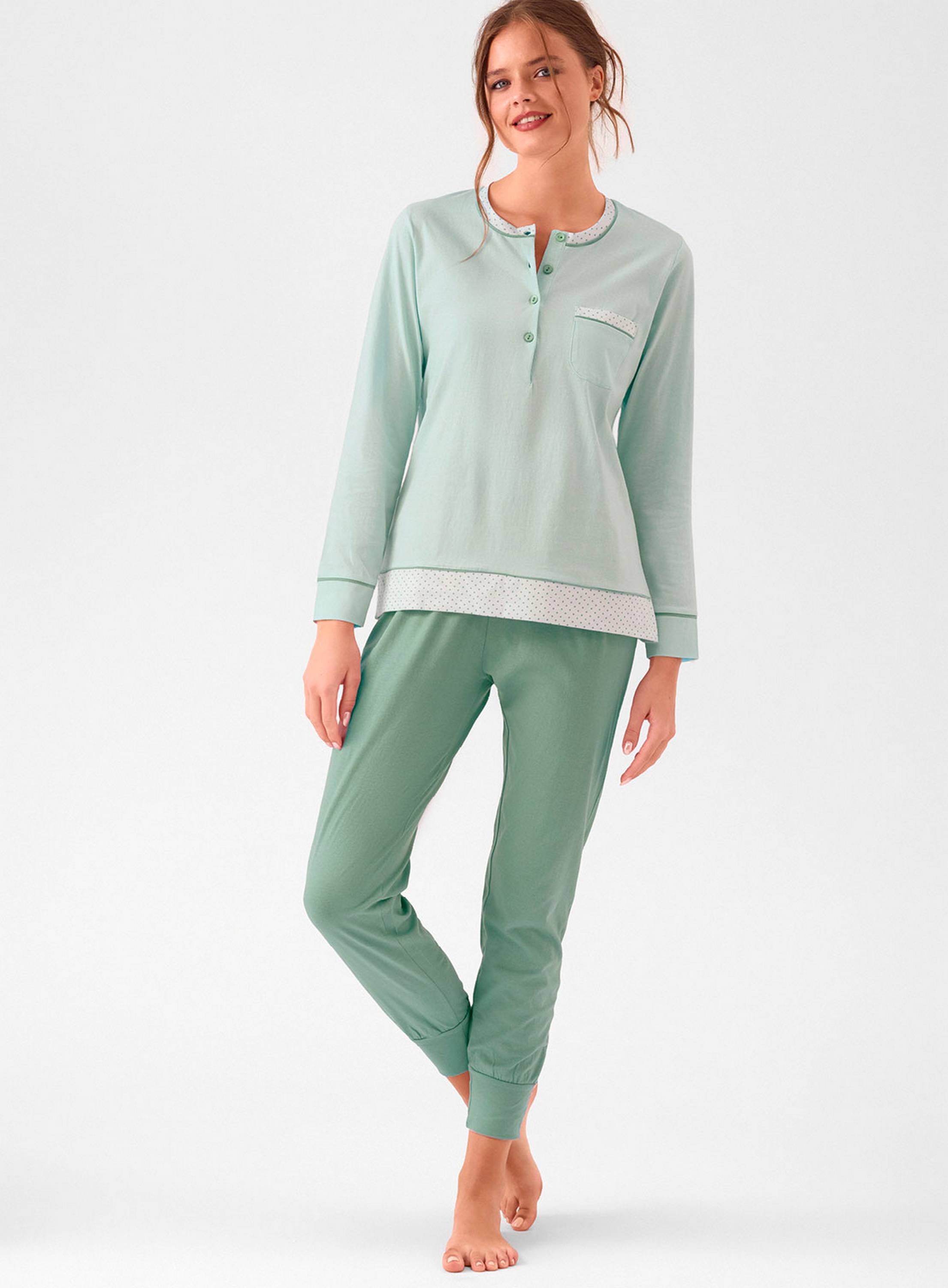 PIGIAMA DONNA COTONE Manica lunga SERAFino TBL654287 infiore MENTINA