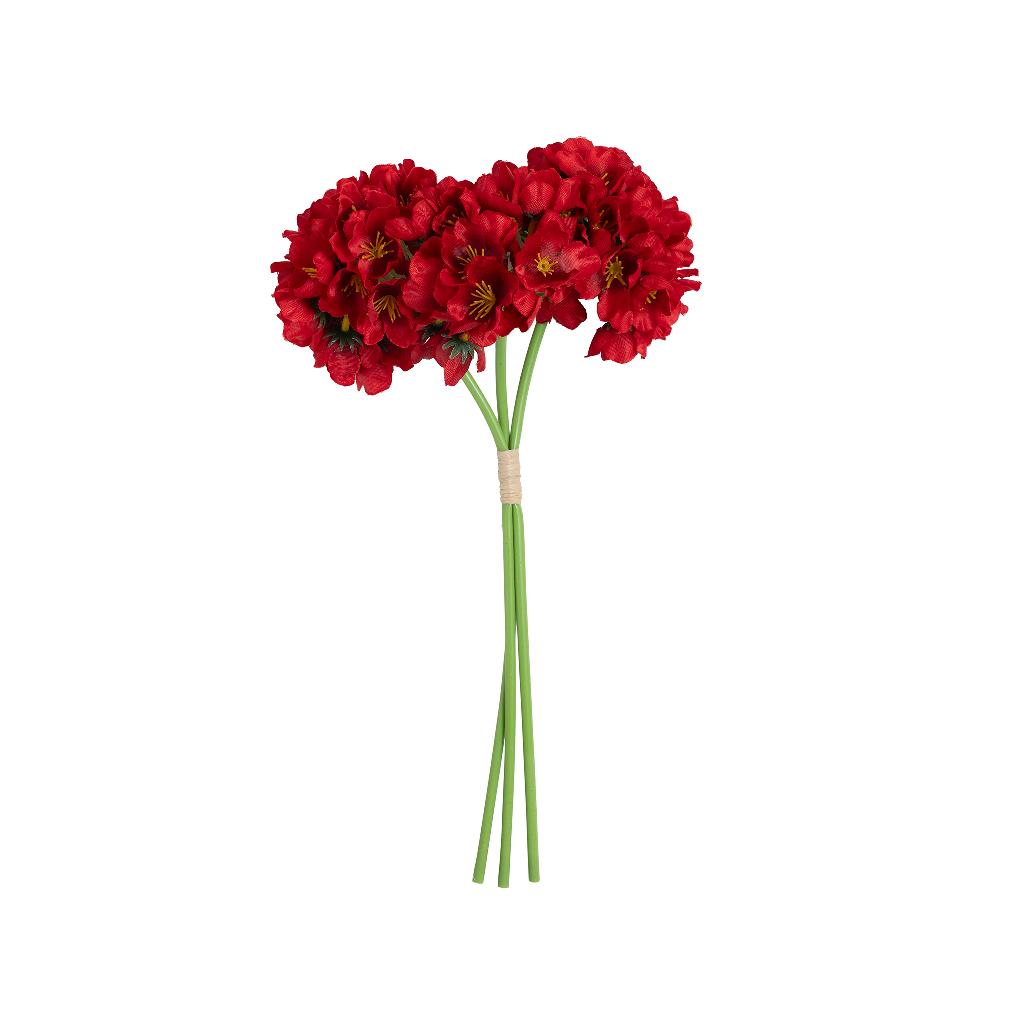 ORTENSIA MAZZO 3 TESTE IN POLIESTERE E PLASTICA H.35 cm COLORI ASSORTITI ROSSO