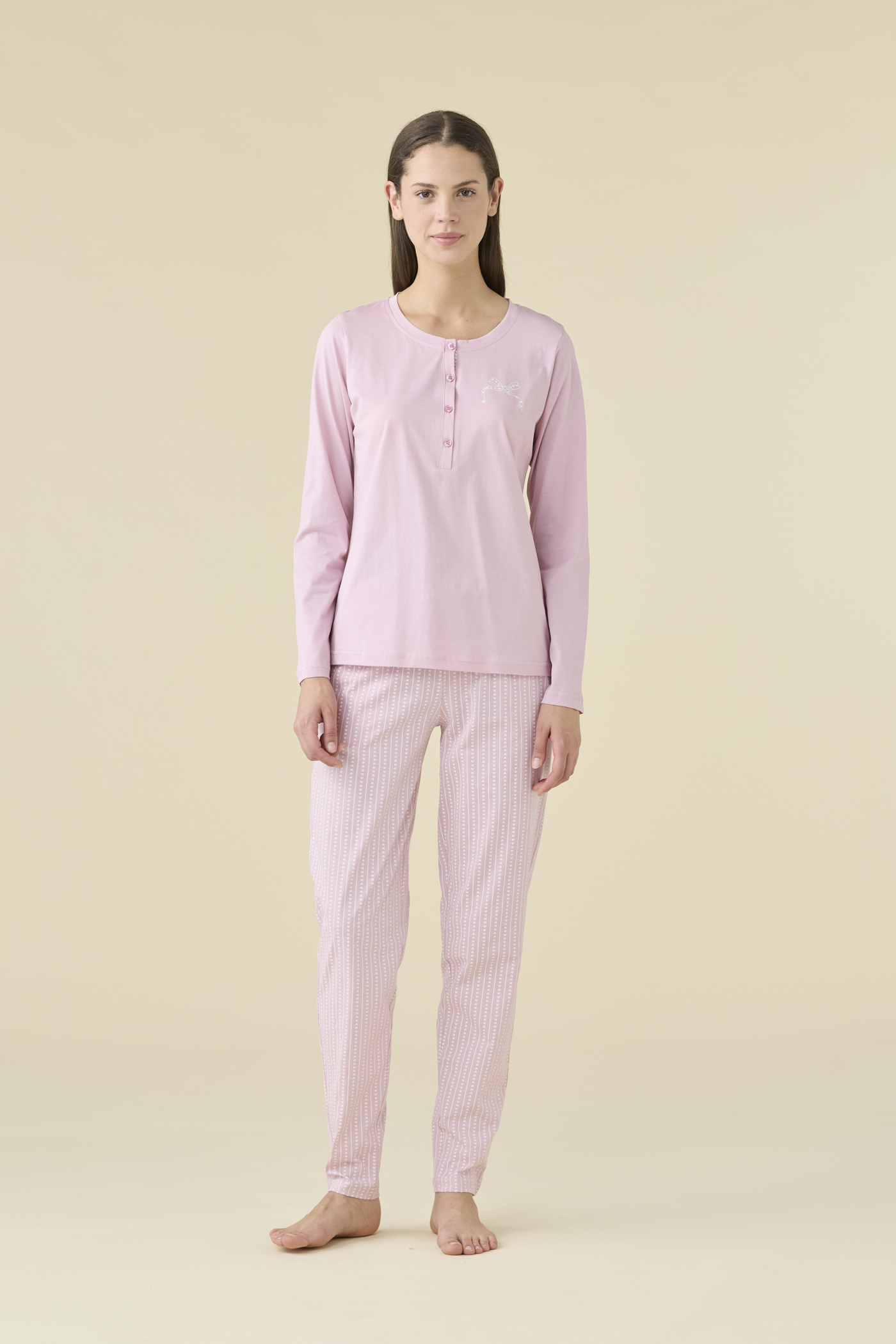 PIGIAMA DONNA COTONE Manica lunga FA009472 noidinotte FRAGRANT LILAC