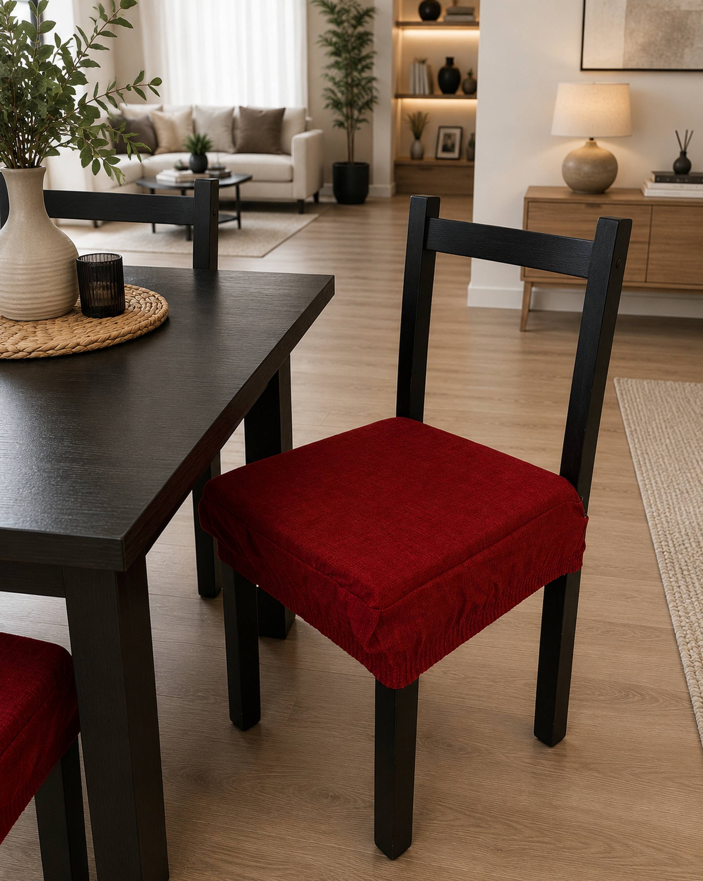 NEW EDGAR SET 2 CUSCINI PER SEDIE QUADRATI CON ELASTICO BORDEAUX