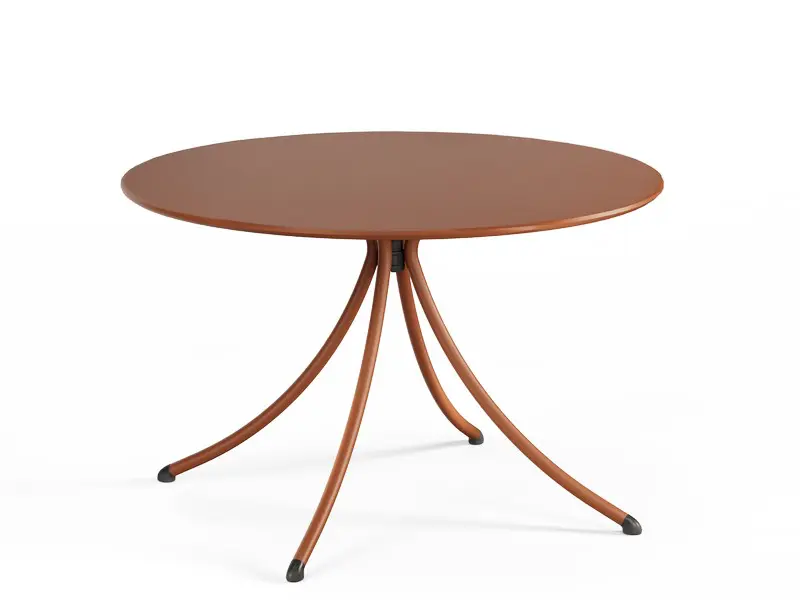 COMBO TAVOLO TONDO D.105 ROSSO ACERO LAMIERA PIENA 1814