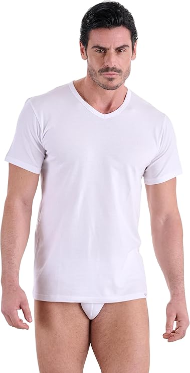 MAGLIA MEZZA MANICA SCOLLO A V IN COTONE NAVIGARE 512 BIANCO