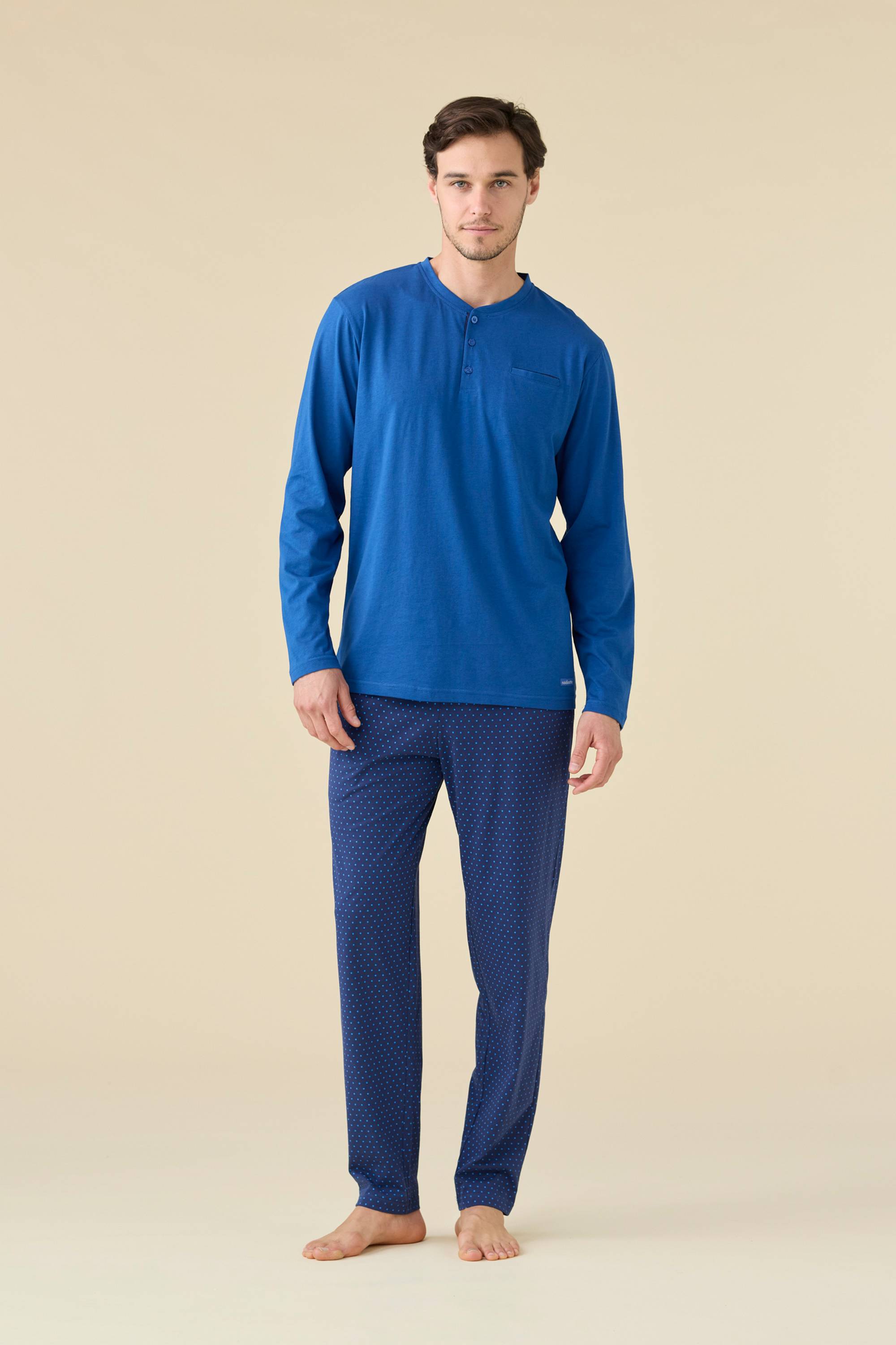 PIGIAMA UOMO COTONE MANICA LUNGA FC003224 NOIDINOTTE BLU