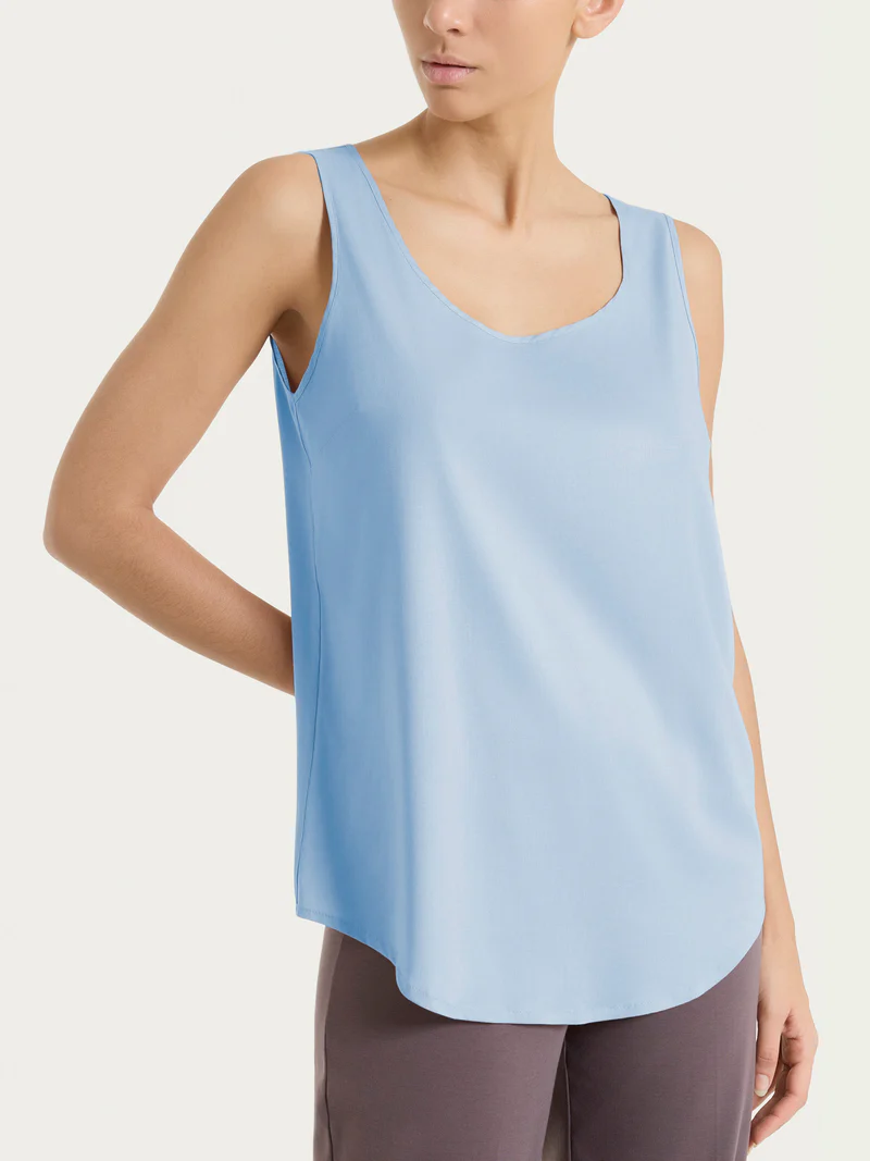 Top con spalla larga in Voile Stretch DS25S2 DUSTY BLUE