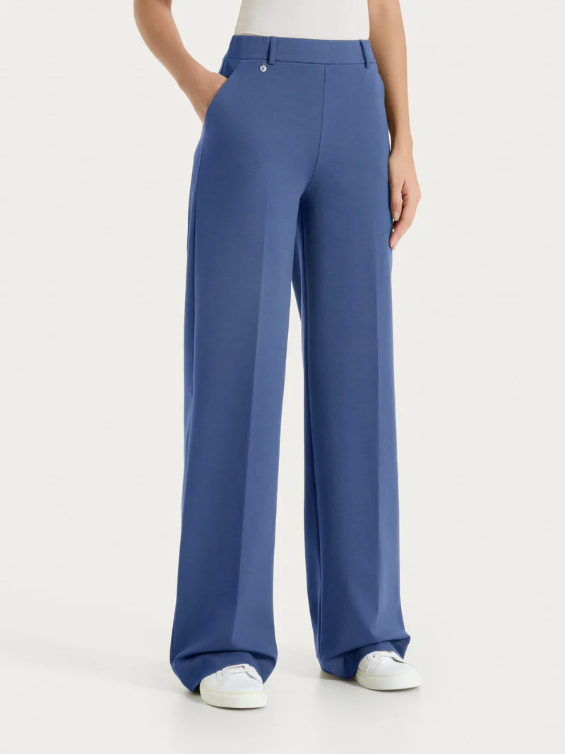 Pantalone a palazzo con tasche in Compact Light DS13PA OCEANA