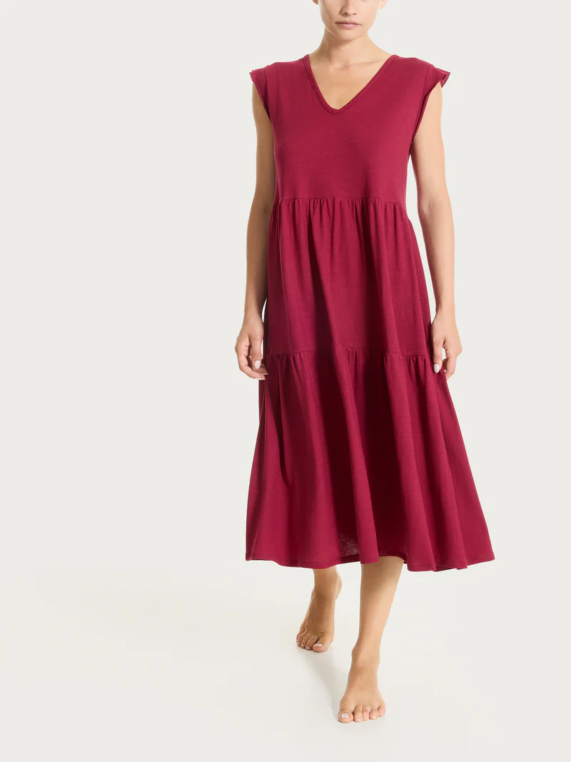 ABITO DONNA CON MANICHINA DQ58D3 BEET RED