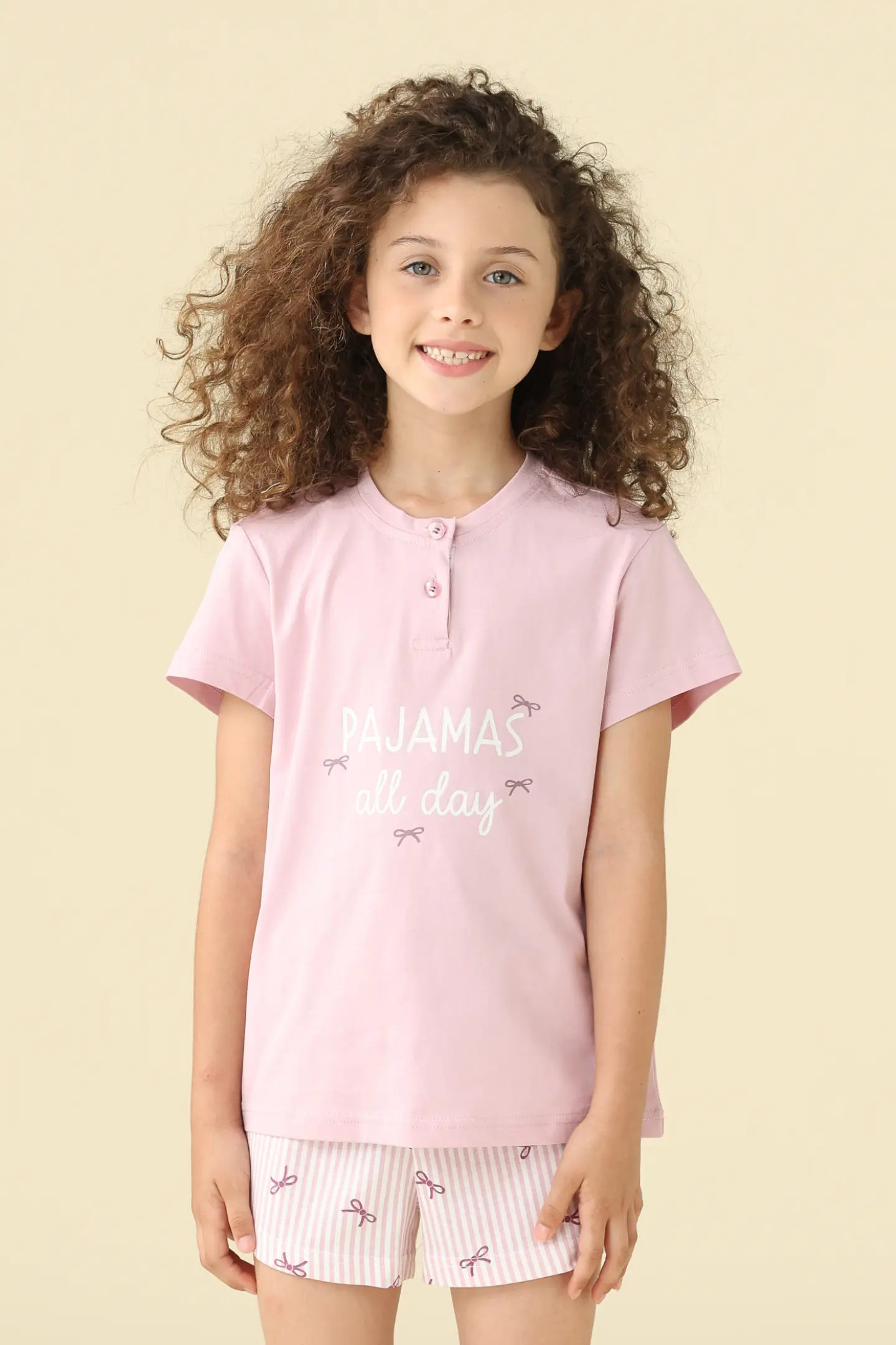 PIGIAMA BAMBINA COTONE MEZZA MANICA FE002618 GLICINE