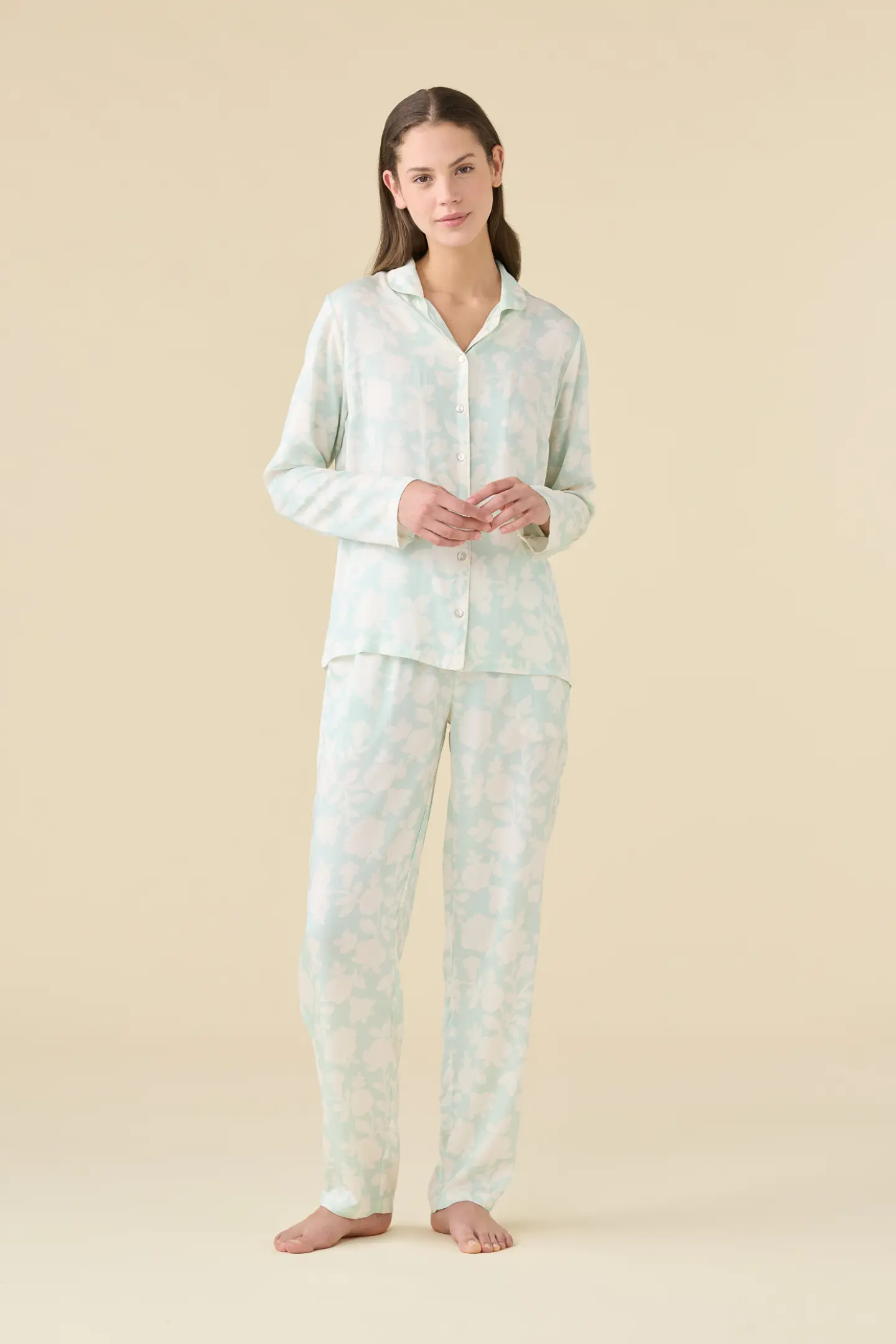 PIGIAMA DONNA VISCOSA MANICA LUNGA FA009678 CLOUD GREEN