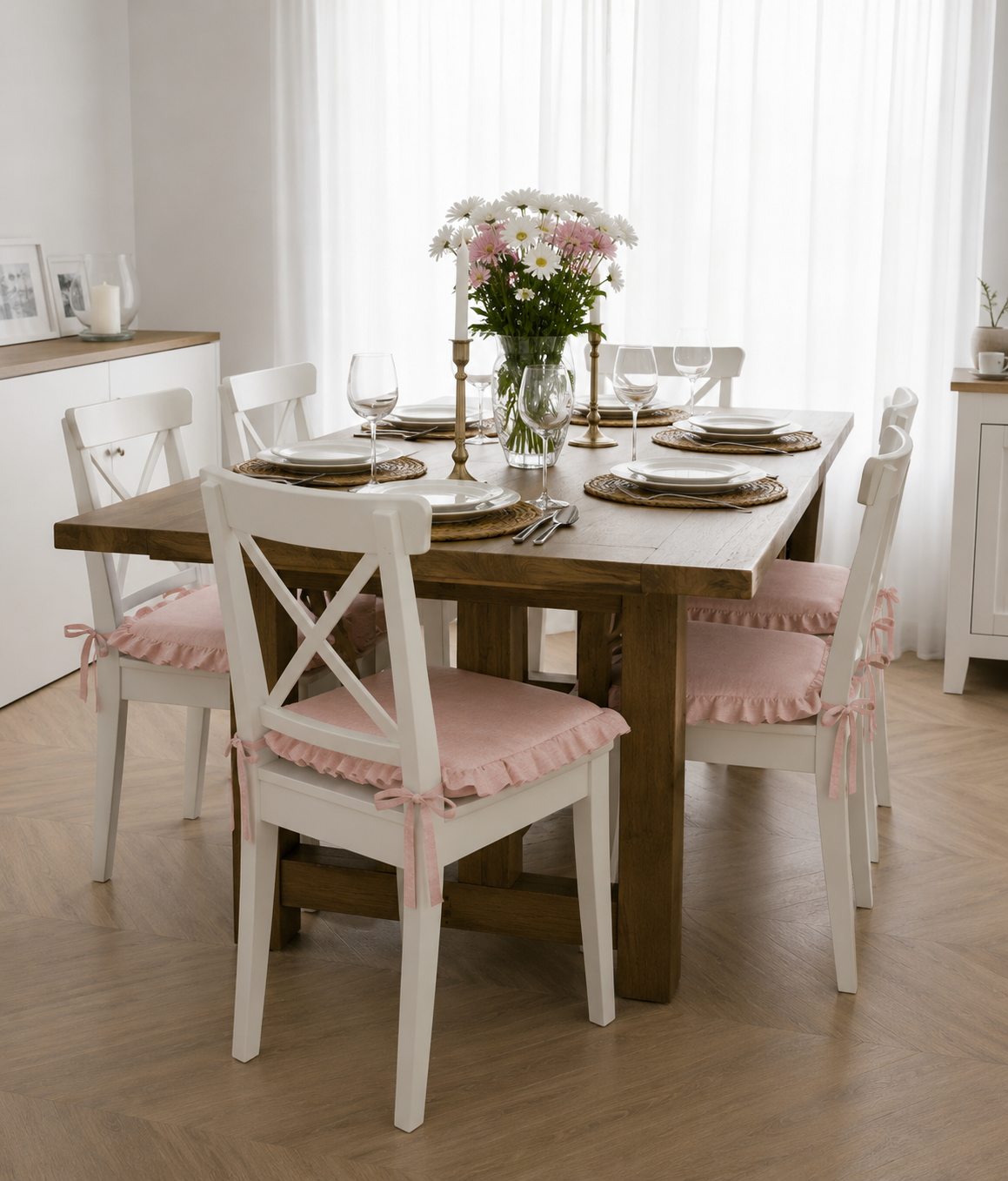 NEW EDGAR SET 2 CUSCINI QUADRATI CON VOLANT ROSA