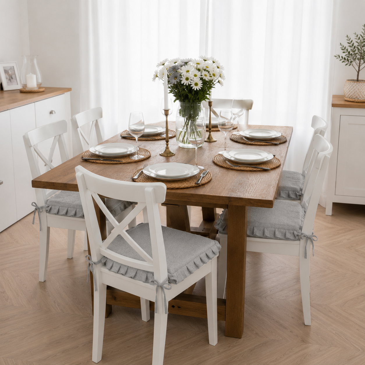 NEW EDGAR SET 2 CUSCINI QUADRATI CON VOLANT PERLA