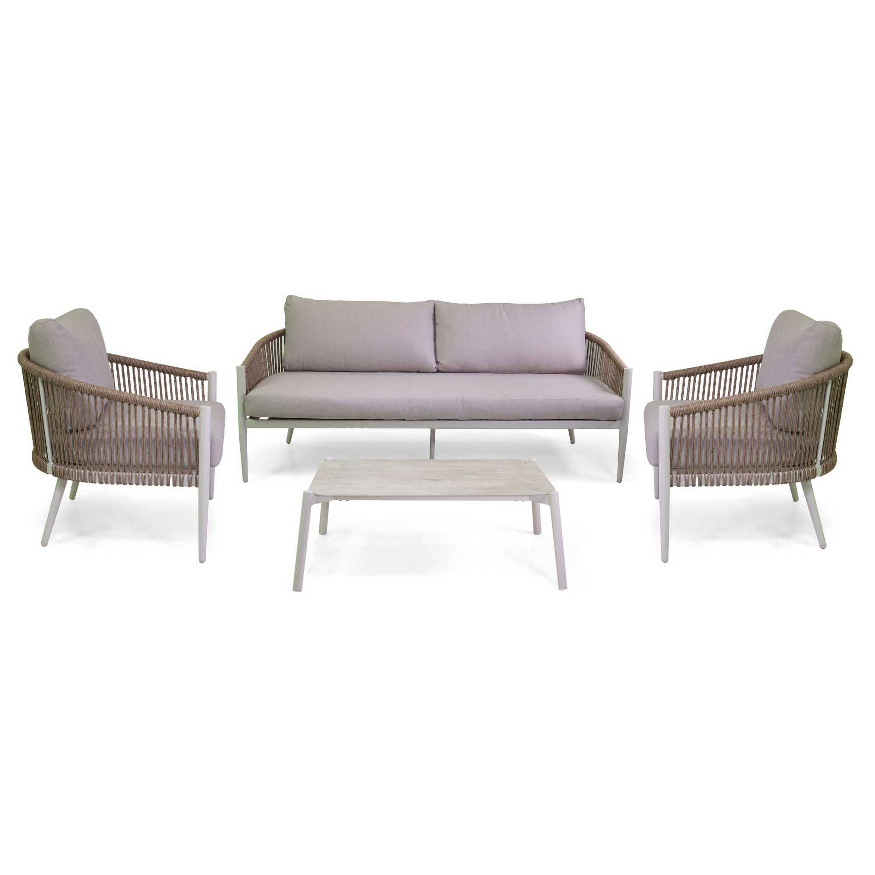 ANNISTON SALOTTO 3POSTI BIANCO/CORDA NATURALE